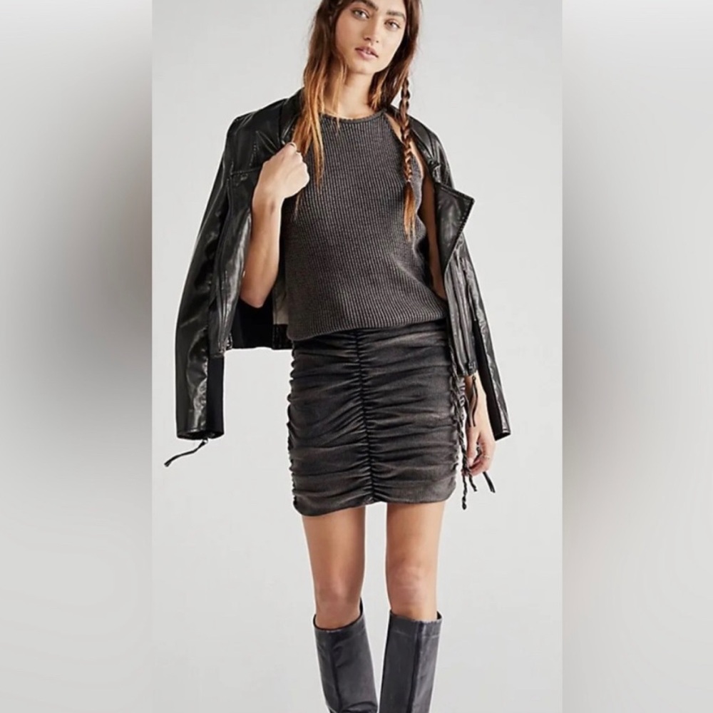 Free People Katiya Thermal Mini Dress Black